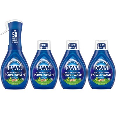 Dawn Powerwash Spray, Dish Soap, Dishwashing Liquid, Gain Original, 1 Starter Kit + 3 Refills