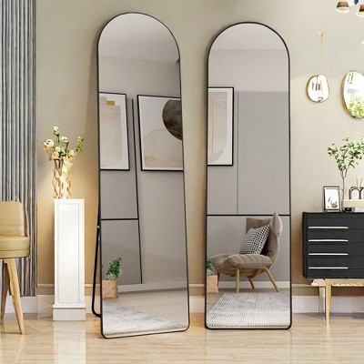 Glasflength Full Length Mirrors Wall Mirror, Decorative Mirror, Clothing Store, Floor Standing Large Mirror, Wall Mounted, Black 16.5"*0.3"*59.8"