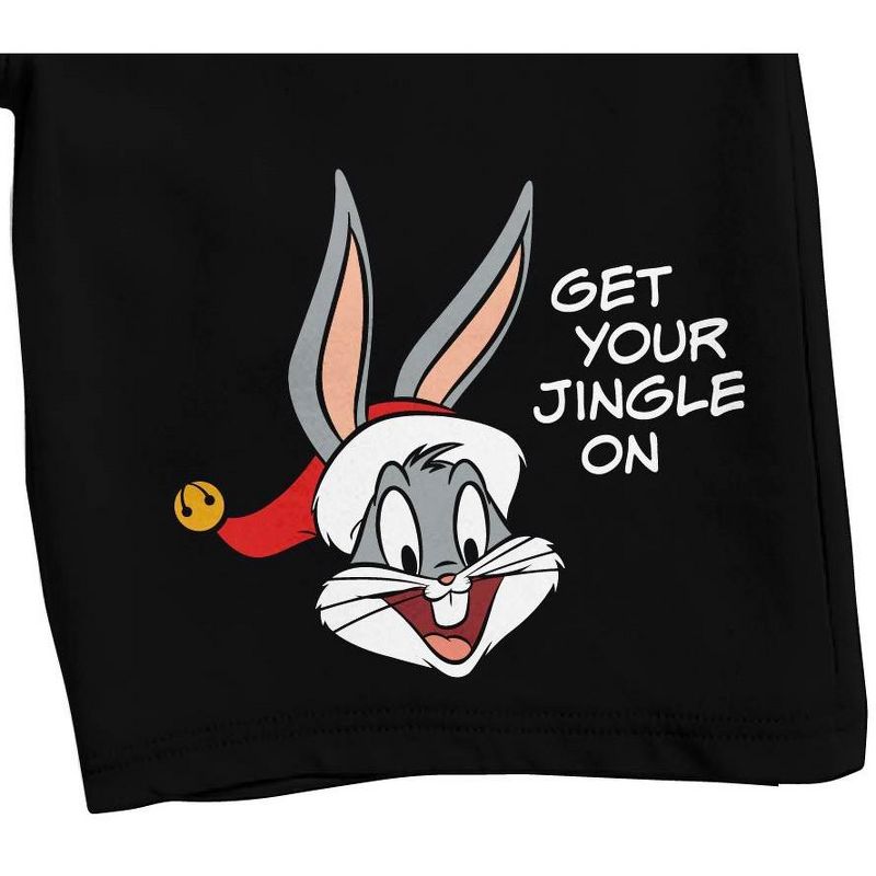 Looney Tunes Get Your Jingle On Men's Black Sleep Pajama Shorts, 2 of 4