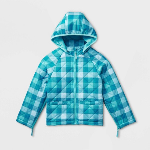 Детские куртки Cat & Jack Kids' Adaptive Quilted Jacket - Cat & Jack™ Blue L: Hooded, Midweight, Stripe Pattern