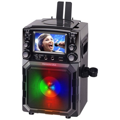 Portable Black Karaoke Machine with LED Lights and 4.3" Screen