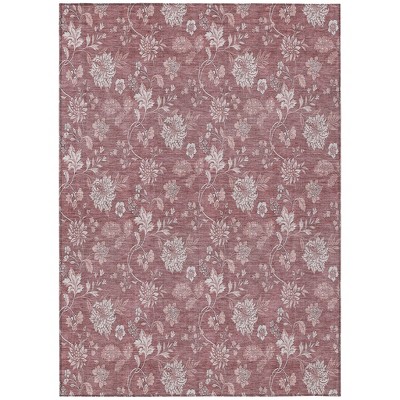 Blush Pink And Mauve Floral Washable Indoor Outdoor Area Rug