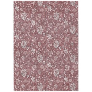 Blush Pink And Mauve Floral Washable Indoor Outdoor Area Rug - 1 of 4