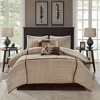Lyngins 7-Piece Queen Comforter Set, Casual Style Faux Suede Bedding Set with Pintuck Details, Soft Micro-Suede, Machine Washable Quilt Bedding Set - 2 of 4