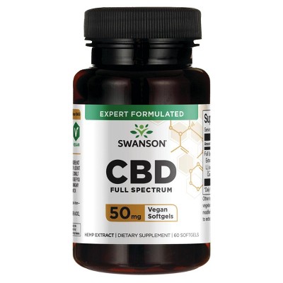 Swanson Premium CBD Full Spectrum - 50mg, 60 Vegan Softgels.