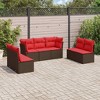 vidaXL 7 Piece Patio Sofa Set with Cushions Brown Poly Rattan - 2 of 4