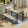 Aukfa Dining Table Set for 4, Kitchen Room Table Set with 2 Benches, 3-Piece Dining Chairs Set for Breakfast Nook, Grey - 2 of 4