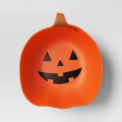 19 fl oz Halloween Bamboo and Melamine Figural Pumpkin Snack Bowl Orange - Hyde and EEK! Boutique™: Dishwasher-Safe