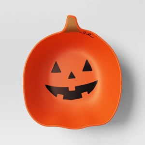 19 fl oz Halloween Bamboo and Melamine Figural Pumpkin Snack Bowl Orange - Hyde and EEK! Boutique™: Dishwasher-Safe - 1 of 3