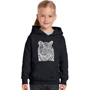 LA Pop Art Girl's Word Art Hooded Sweatshirt - Big Cats - 1 of 4