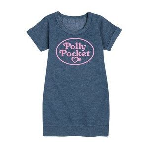 Girls' - Polly Pocket - Polly Pocket Pink Logo Graphic Short Sleeve Fleece Dress - 1 of 3