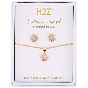 Pavilion Gift Company - Friend Floral Burst - Topaz Zircon - 16.5"-18.5" Inspirational 18K Gold Plated Gift Set - Necklaces - 1 of 4