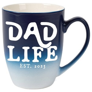Elanze Designs Dad Life Est 2023 Two Toned Ombre Matte Navy Blue and White 12 ounce Ceramic Stoneware Coffee Cup Mug - 1 of 4