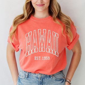 Simply Sage Market Women's Hawaii Est. 1959 Short Sleeve Garment Dyed Tee - 1 of 4