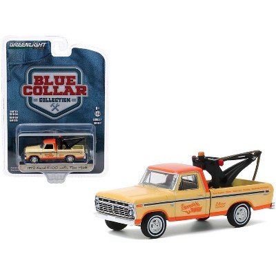 1973 Ford F-100 Tow Truck with Tow Hook "Dependable Tow" Yellow and Orange "Blue Collar Collection" Series 7 1/64 Diecast Model Car by Greenlight