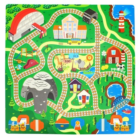 TriAction Toys Sunta Play Mat DIY Train Track and Train | 9 Piece Set - image 1 of 4