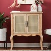 LuxenHome Natural Wood Finish and Rattan 2-Door Accent Cabinet Brown - 2 of 4