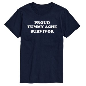 Instant Message Tummy Ache Survivor Short Sleeve Graphic T-Shirt - Navy - 1X Big and Tall - 1 of 4