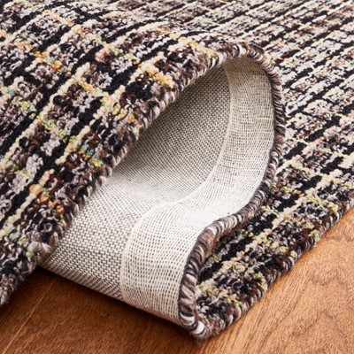 8' x 10' Black and Beige Handmade Wool Tufted Rug