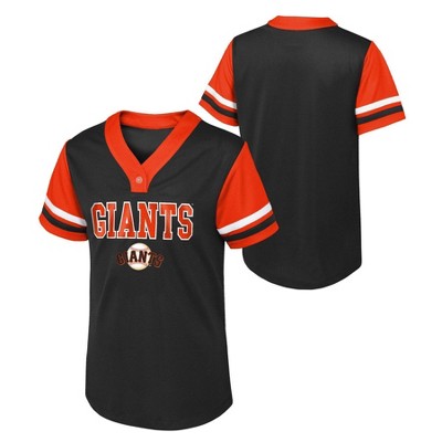 San Francisco Giants Baseball Shirt Grey Orange Polyester Blend Youth L  14/16
