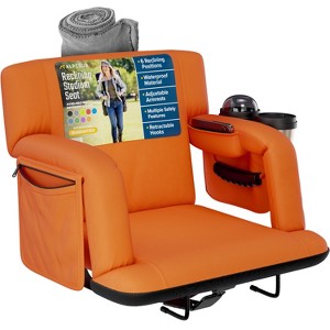 Reclining Stadium Seat for Bleachers with Back Support, Armrests, Cup Holder, Large Pockets, and Waterproof - 1 of 4