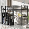TIRAMISUBEST Twin Size Loft Bed with Storage Staircase and Small Wardrobe, Metal Loft Bedframe with Metal Grid and Guardrails - 3 of 4