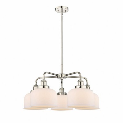 Bell - 5 Light Stem Hung Chandelier In Art Deco Style-14.75 Inches Tall and 26 Inches Wide