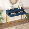 38"W Console Table Entry Table Entryway Table Accent Table Side Table with 2 Drawers, Adjustable Foot Pads and Stripe Design-ModernLuxe - 2 of 4