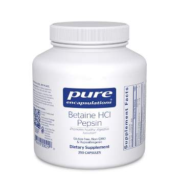 Pure Encapsulations Betaine HCl Pepsin-Digestive Enzyme Supplement for Digestive Aid and Support, Stomach Acid, and Nutrient Absorption*-250 Capsules