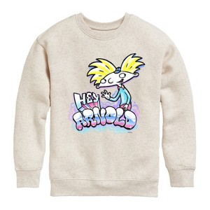 Boys' - Hey Arnold! - Airbrush Arnold Graphic Long Sleeve Fleece Sweatshirt - 1 of 4