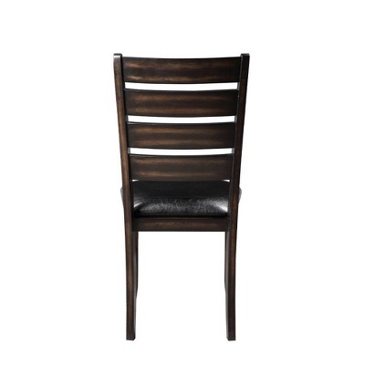 Espresso Ladderback Side Chair Set with Black Upholstery