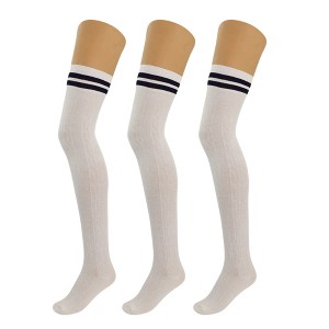 3 Pairs Over-the-Knee Thigh-High Socks for Women – Warm Boot Stockings, Soft & Stretchy Knit, US Size 5-10 - 1 of 4