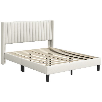 Yaheetech Upholstered Bed Frame with Wing Side