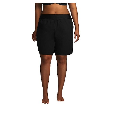 Lands End Womens 9 Quick Dry Elastic Waist Modest Board Shorts Swim Cover-up Shorts with Panty 
