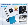 Snow Shovel Pusher for Driveway,Heavy Duty 2-Wheel Snow Shovel with Double Rod,29" Angled Blade Efficient Metal Snow Removal,Snow Plow for Sidewalk - 3 of 4