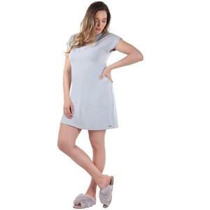 Memoi Women's Ultra-Soft Floral Lace Embroidered V-Neck Nightshirt - 1 of 4