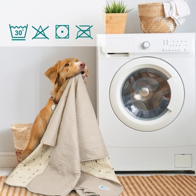 Large Beige Waterproof Quilted Pet Sofa Cover