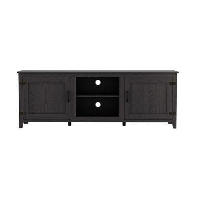 HomeRoots 70" Black Wood Enclosed and Open Storage TV Stand