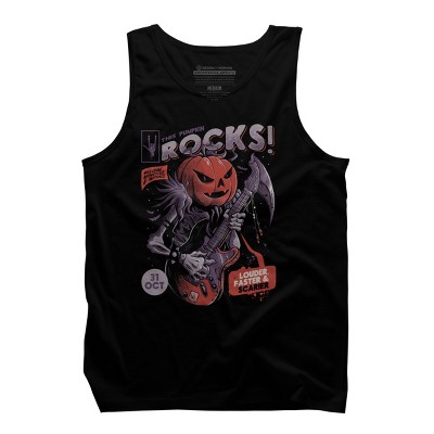 Men's Design By Humans Rock Pumpkin By EduEly Tank Top