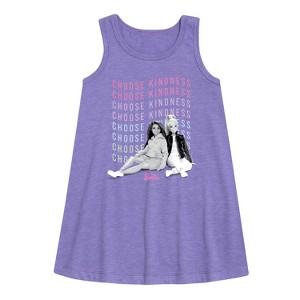 Girls' - Barbie - Choose Kindness Graphic Sleeveless Aline Dress - 1 of 2