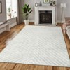 Washable Modern Stripe Rug Non Slip Low Pile Rug Soft Throw Floor Cover Foldable Indoor Carpet for Living Room Bedroom,Light Gray/4'x6' - 2 of 4
