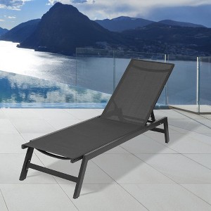 Five-Position Adjustable Aluminum Recliner Outdoor Chaise Lounge Chair - 1 of 4