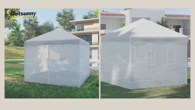 White Polyester 10' x 10' Canopy Gazebo Insect Mesh with Service Windows