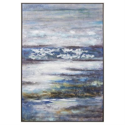 Large Blue and Gray Abstract Landscape Canvas Painting