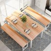 Hooseng 47.2'' 3-Piece Dining Table Set for 4 with 2 Benches,  Farmhouse Wood Grain Kitchen Breakfast Table & Chair Set for Kitchen, Apartment - 3 of 4