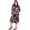 24seven Comfort Apparel Plus Size Black Floral Midi Length Long Sleeve Pocket Dress - 2 of 3