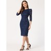 Allegra K Women's Crewneck 3/4 Sleeve Floral Lace Hidden Zipper Bodycon Dress - 2 of 4
