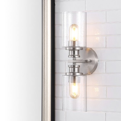 Nickel Cylinder 2-Light LED Vanity Wall Sconce