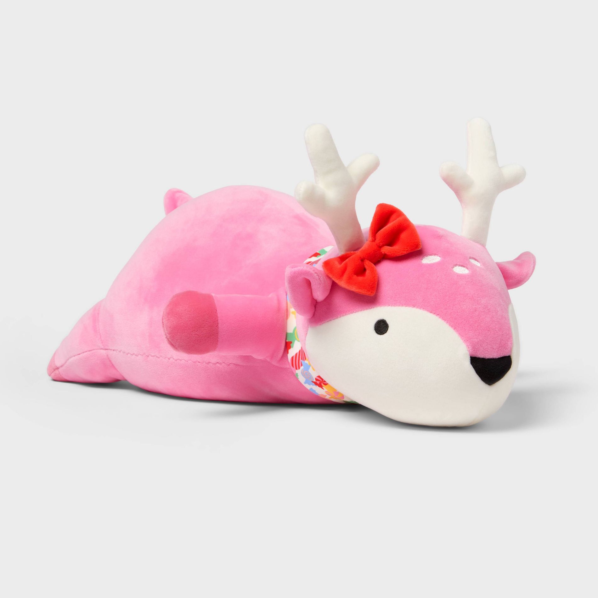 Holiday Pink Deer Weighted Plush Kids' Throw Pillow- Pillowfort™