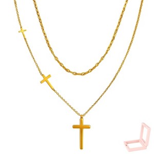 Gold-Tone Multi-Layer Cross Necklace Set, Religious Symbol Jewelry for Women, Daily & Styling Occasions - 1 of 4